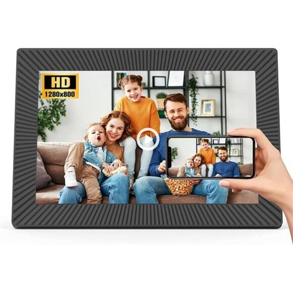 10.1 Inch WiFi Digital Picture Frame Share Photos and Videos, Black - Picture 1 of 7